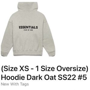 Fear of God ESSENTIALS Hoodie – Size XSmall (Oversized Fit) – Dark Oat –